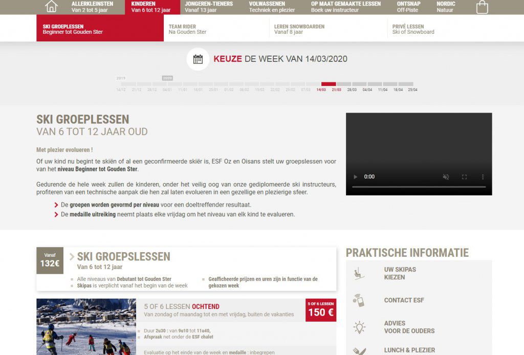 Ecole de ski d'Oz en Oisans // Traduction site (français -> néerlandais) et relecture (anglais)